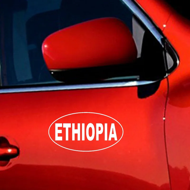 

YJZT 13.6CM*7.2CM ETHIOPIA Oval Country Code Vinyl Decal Car Sticker Black Silver C10-01491