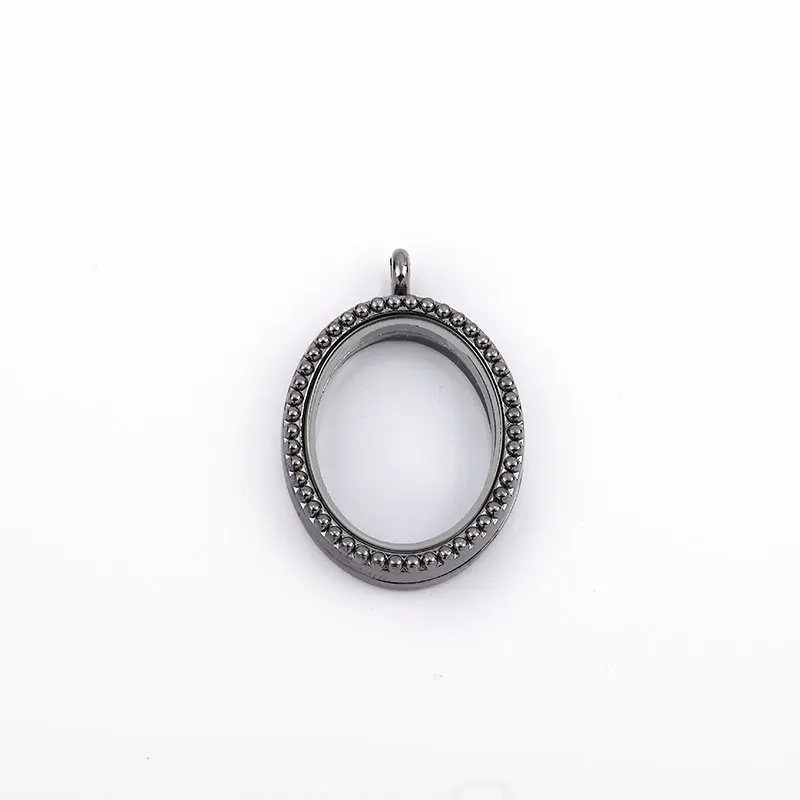 black oval 28 стилей 30 мм Серебряный Круглый Овальный плавающий медальон с подвесками из цинкового сплава Магнитный Серебряный стеклянный круглый плавающий медальон с цепочкой - Окраска металла: black oval
