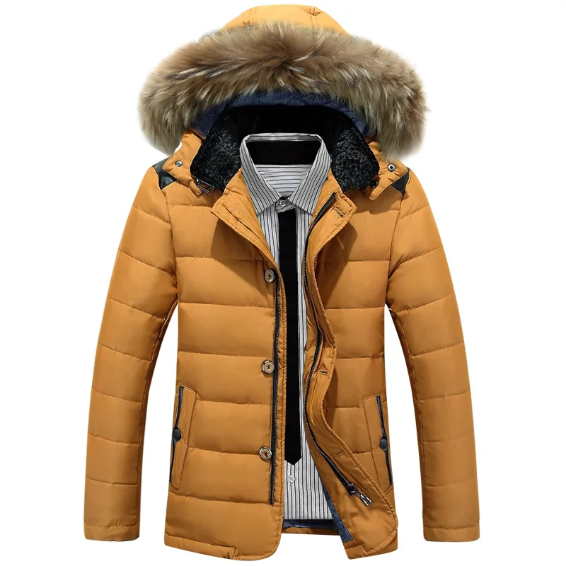 Зимняя куртка мужская белая верхняя одежда на утином пуху Толстая теплая пуховая