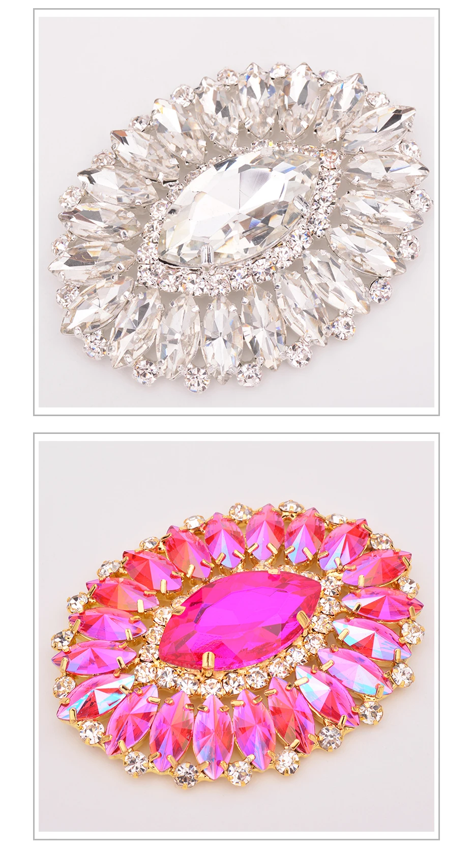 JUNAO 54x70 мм 7color Кристалл большого размера AB пришить стразы аппликация плоские стразы цветок Пришивные стеклянные стразы овальные камни