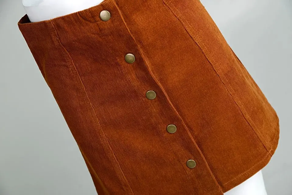 

Bella Philosophy 2018 Winter New Corduroy Women Skirt Buttons Female Mini A-line Skirt Warm Skirt