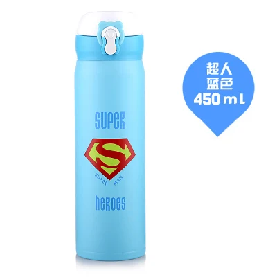 450ml OUSSIRRO 304 термосы из нержавеющей стали с супергероем, высокое качество, Бэтмен, суперчеловек-паук, бутылка для воды - Цвет: 450ml