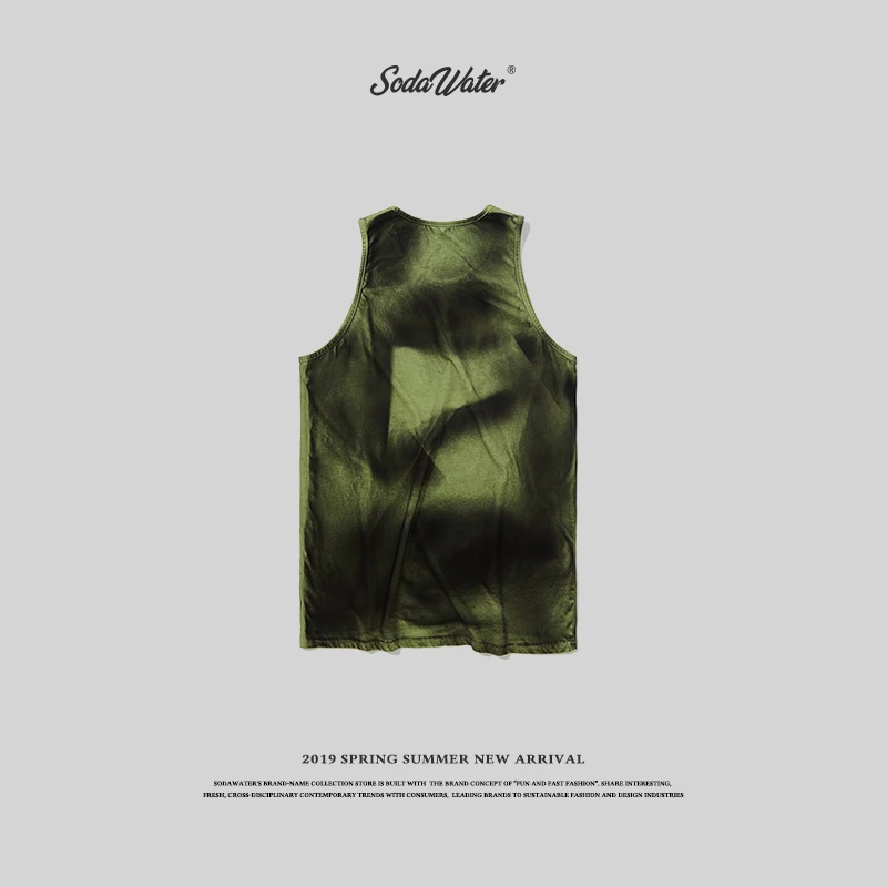 SODA WATER Harajuku men's clothing summer tie dye vest fitness sleeveless shirt cotton breathable 91315S | Мужская одежда