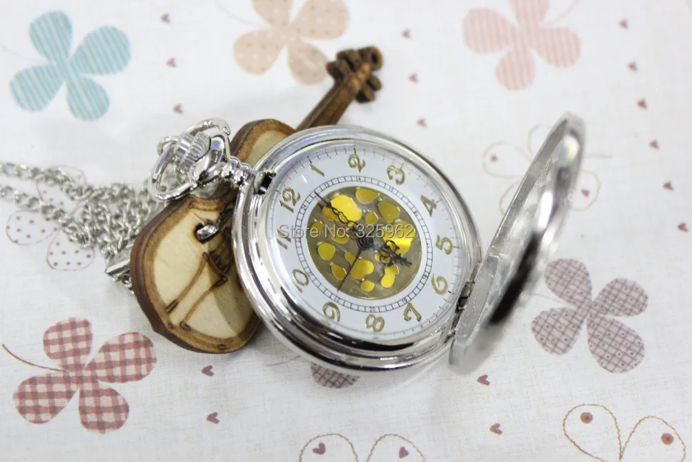 Серебро осьминог карманные часы ожерелье старинное ювелирные изделия стимпанк