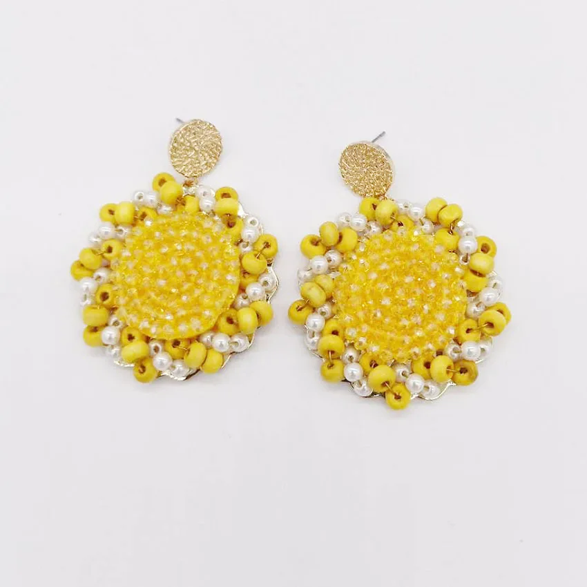 Новинка 2018 модные серьги в стиле барокко круглые Роскошные с рисовыми бусинами