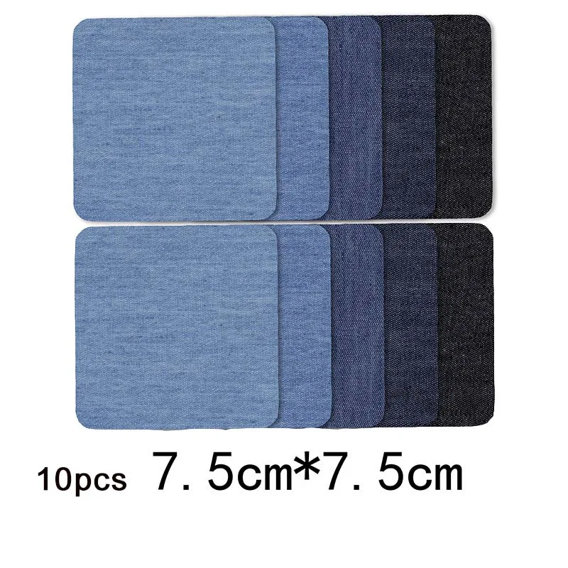 10pcs 7.5x7.5cm 10/5 шт джинсовые нашивки DIY железные на коленях джинсовые нашивки ремонтные штаны для джинсовой одежды и джинсовые штаны Одежда швейная ткань - Цвет: 10pcs 7.5x7.5cm