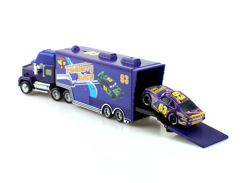 24 стилей disney Pixar Cars мак грузовик+ маленький автомобиль Маккуин Джексон Storm 1:55 литой металлический сплав автомобиль игрушки подарок для детей