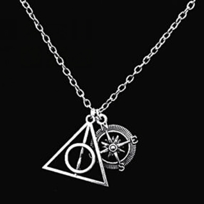 Треугольная Подвеска со знаком смерти модная винтажная компасом цепочка на