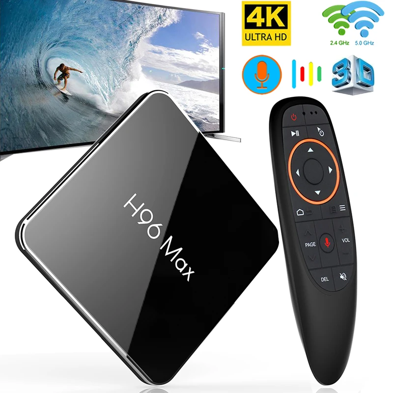 H96 MAX Plus Смарт ТВ приставка Android 8,1 ТВ приставка 4 Гб di Ram 32 ГБ/64 Гб di Rom amlogic s905x2 1080 p 4 k H.265 USB3.0 IP tv