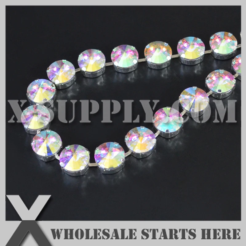 14 мм круглая Стразы Риволи цепочка для браслета ювелирных изделий украшение