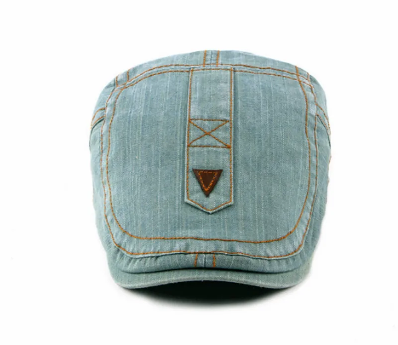 light denim ВИНТАЖНАЯ ДЖИНСОВАЯ плоская шляпа плюща для мужчин и женщин, регулируемый джинсовый берет в стиле газетчика, Мужской Ретро таксистский Утконос, остроконечная Кепка, Осенняя шапка - Цвет: light denim