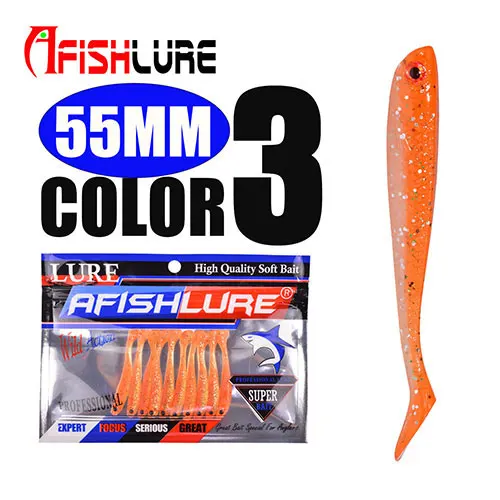 Color3 Afishlure Мягкая приманка для рыбы 55 мм 1,15g для рыбалки, мягкие блесны на удочку силиконовые бас гольян приманки твердая приманка Пластик приманка рыболовные 10 шт./пакет - Цвет: Color3