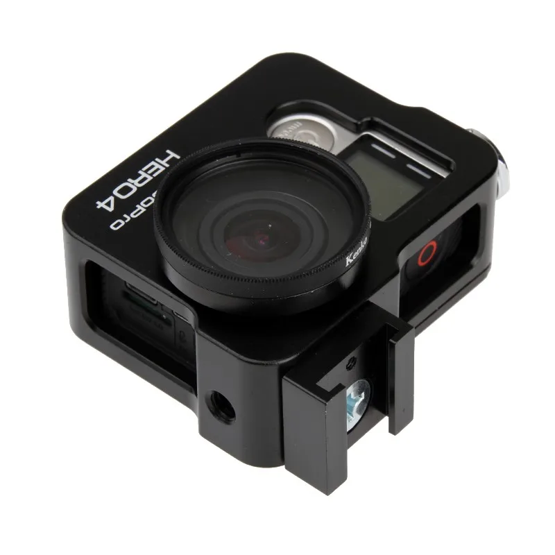 Hero 4 hero 3+ алюминиевый сплав CNC защитный корпус оболочка корпуса+ фильтр объектива+ вспышка для Gopro hero 4 3+ аксессуары для камеры