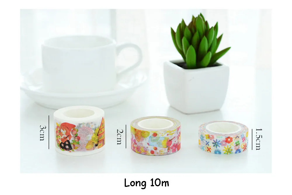 1 x цветы и животные 1,5 см/2 см/3 см* 10 м васи лента дети diy Украшение дневника Маскировочная лента Kawaii канцелярские принадлежности Скрапбукинг инструменты
