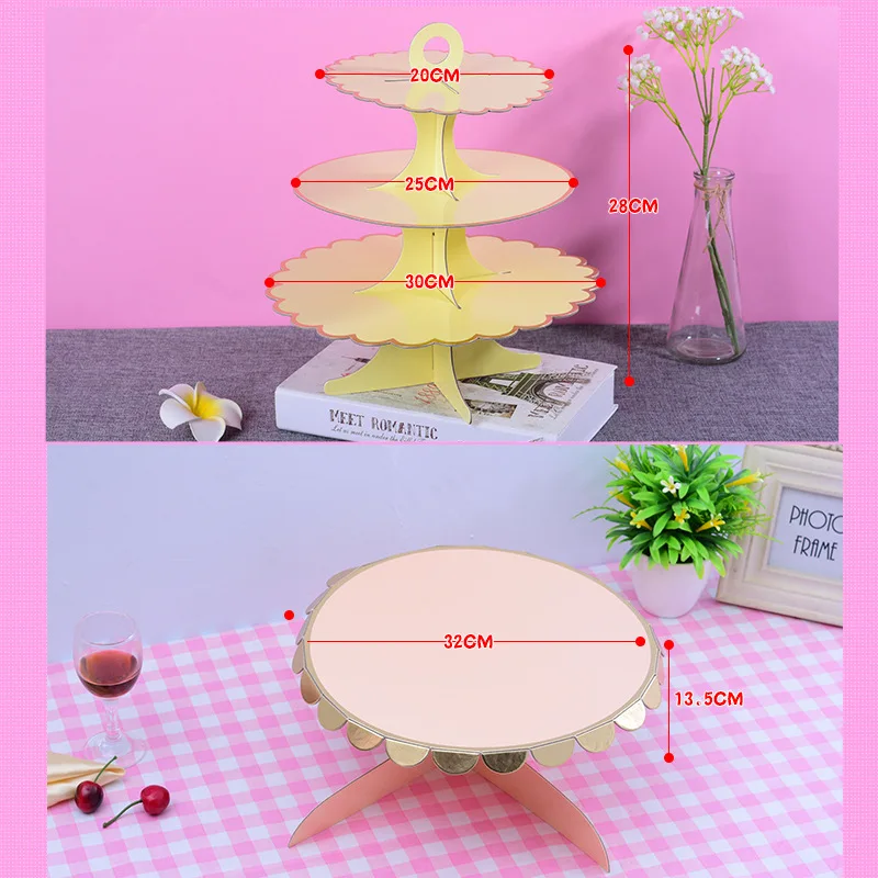 Бумажная стойка для торта подставка чая кекс розовый синий мятный зеленый