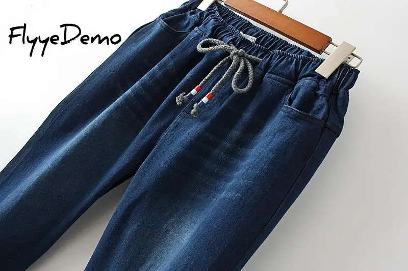 Новинка 2019 эластичные укороченные джинсы для женщин в стиле бойфренд с высокой