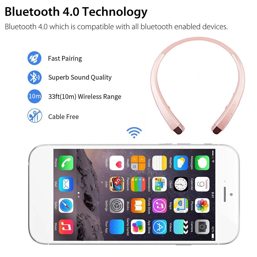 Беспроводная Bluetooth гарнитура спортивные наушники выдвижные Наушники стерео для