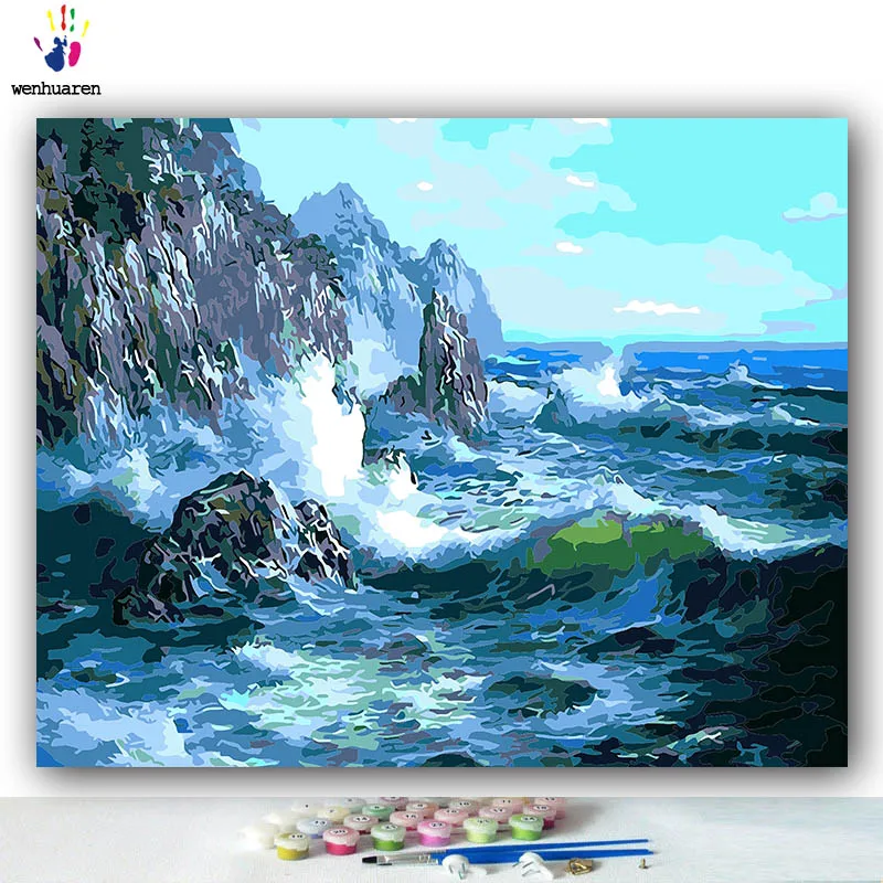 5745 DIY окраска по номерам природных scenerypaintings по номерам с комплекты 40x50 защелка - Цвет: 5745