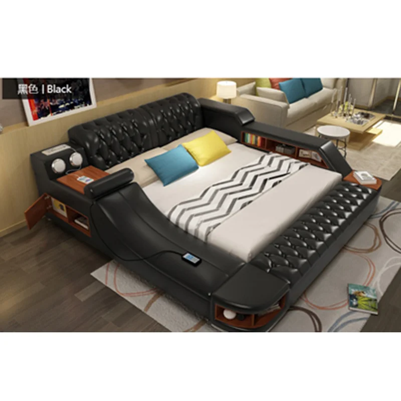 Современная мебель для спальни электрическая черная двуспальная кровать|Наборы