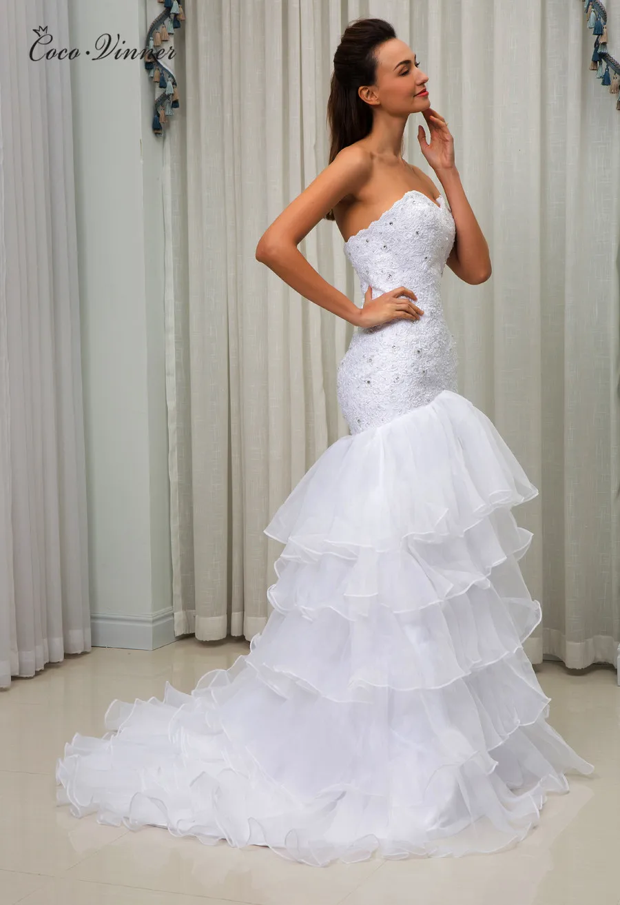 Свадебное платье с юбкой годе в африканском стиле однотонная белая Пышная юбка