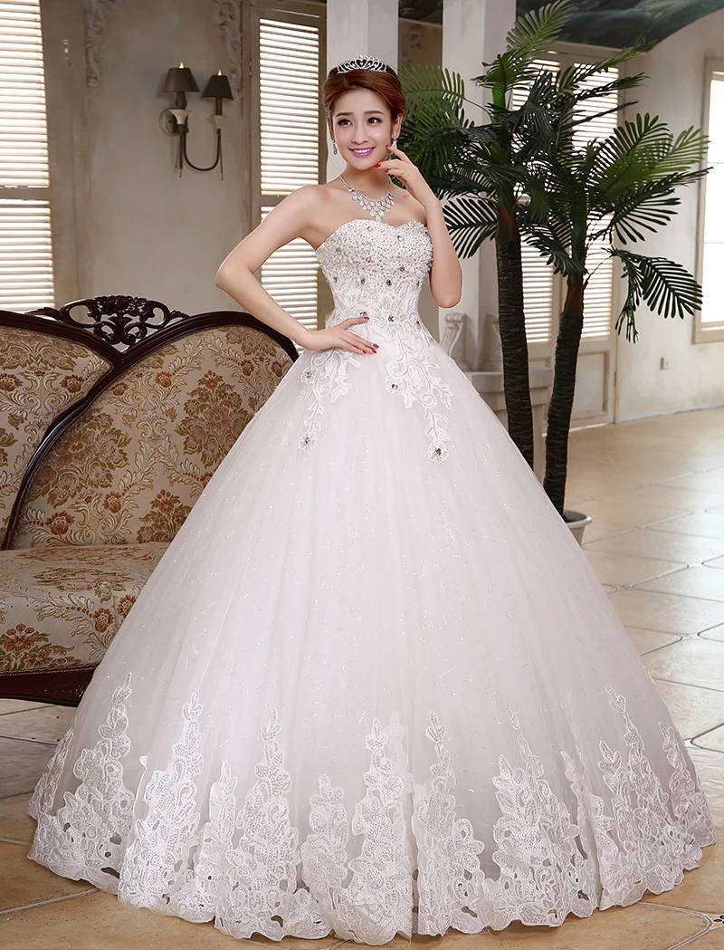 Девушки роскошный алмаз свадебное платье 2017 Современный Простой Вытирая Кружева