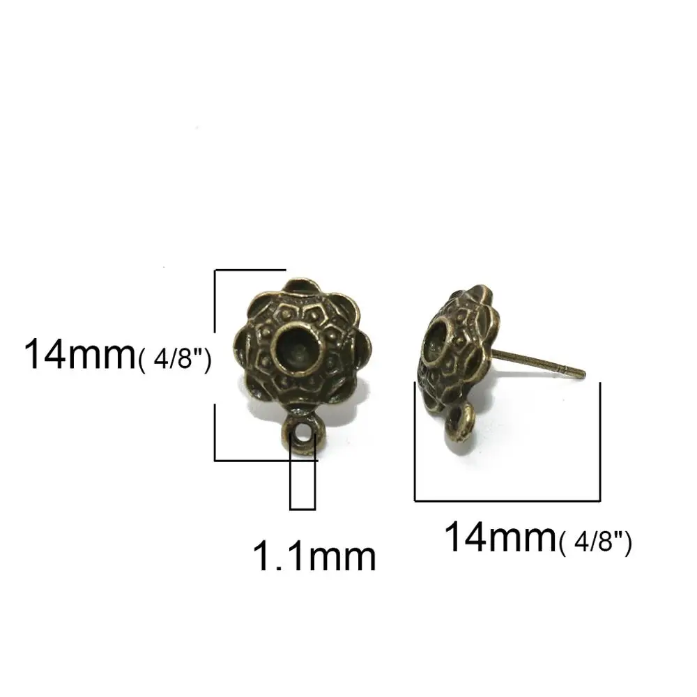 8 сезонов модные серьги-гвоздики из сплава цинка в форме цветка античная бронза с