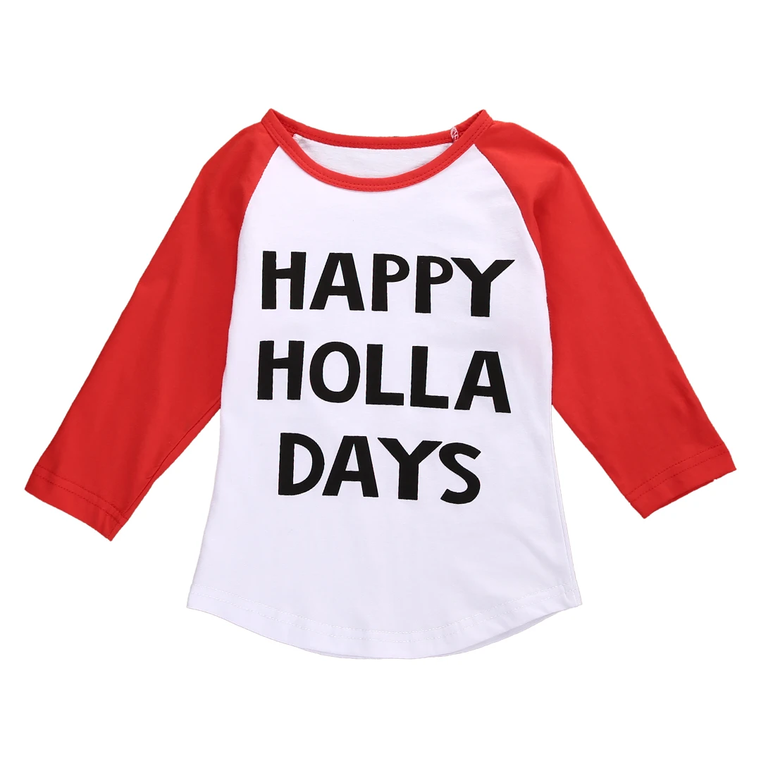Happy Holla Days/детская Рождественская Повседневная футболка с длинными рукавами для