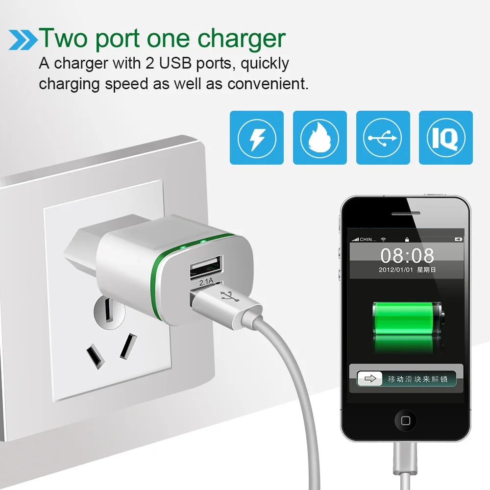 Светодиодные лампы 5 в 2.A быстрое зарядное устройство 2 0 usb для ios iphone Samsumg Huawei