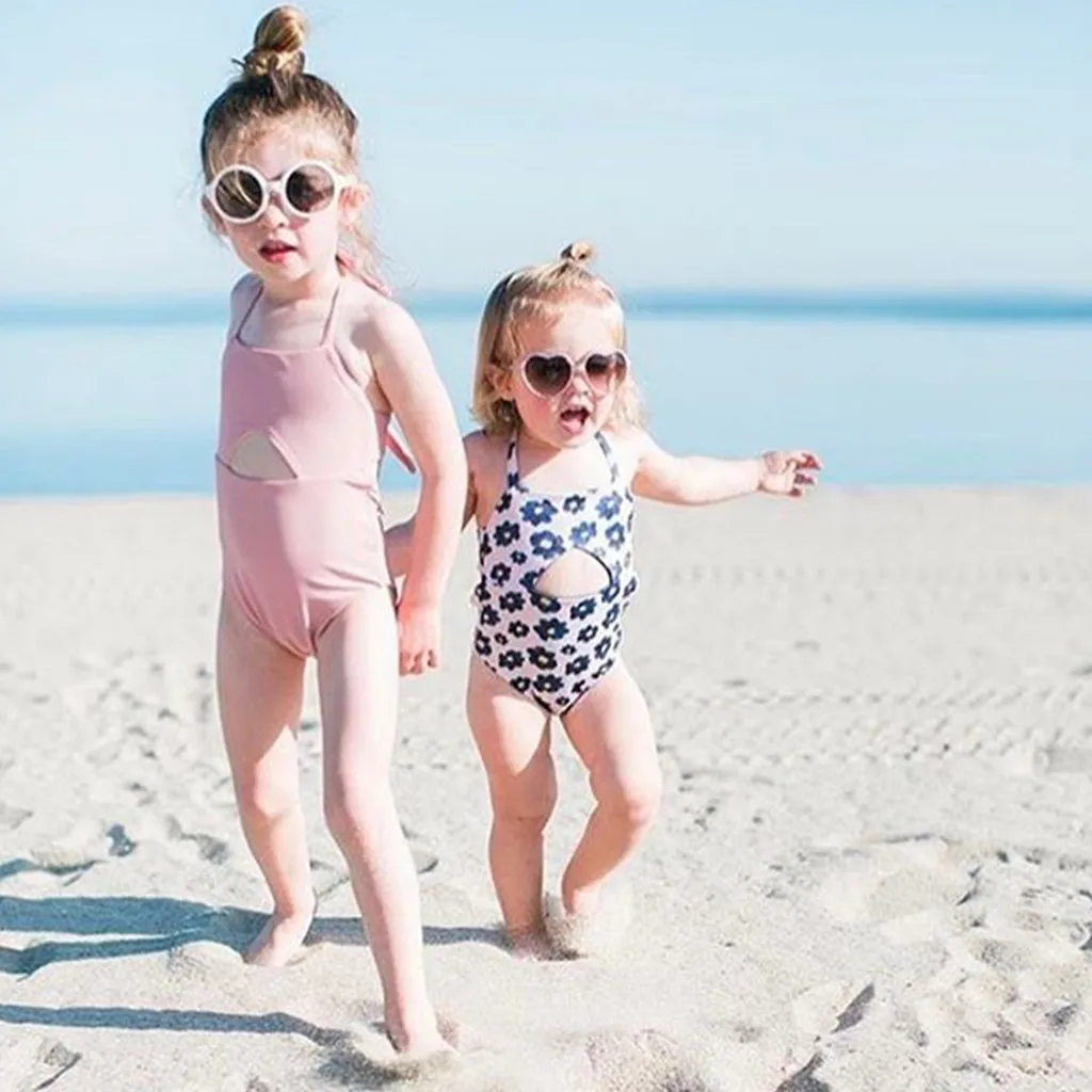 Детский купальник для девочек полиэстер Цельный купальный костюм бикини пляжный