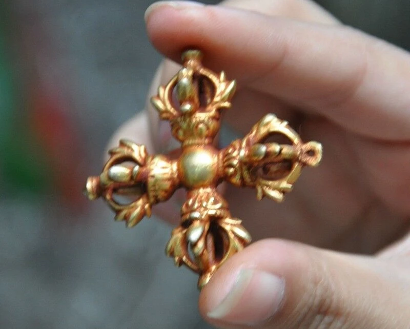 2 &quotтибетская бронза 24k Золотая позолота буддизм Phurpa пестик Vajra Амулет