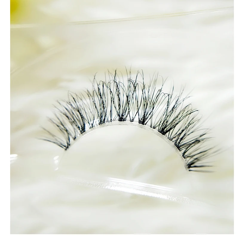 Transparent stem Mink Hair Eyelashes reusable Natural 3D Mink Messy Popular short False Eyelash Full Strip Eyelashes Extension