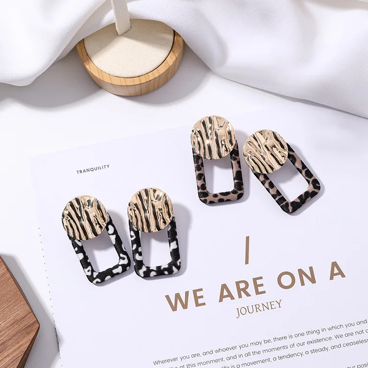 3pairs/lot Sweet Geometric Square Earrings Metal Wave Wafer Exaggerated | Украшения и аксессуары