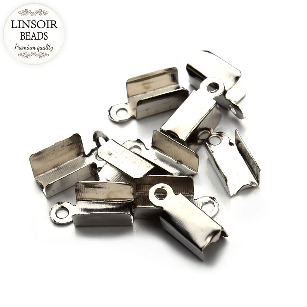 LINSOIR 200 шт./лот концевые колпачки для кожаного шнура застежки Обжимные бусины