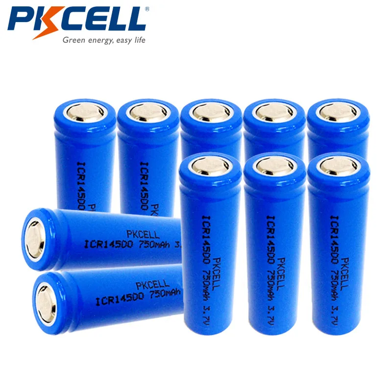10pcs ICR14500 PKCELL ICR14500 14500 750 мАч 3,7 в перезаряжаемые литий-ионные батареи led lampe de poche батарея с плоским верхом - Цвет: 10pcs ICR14500