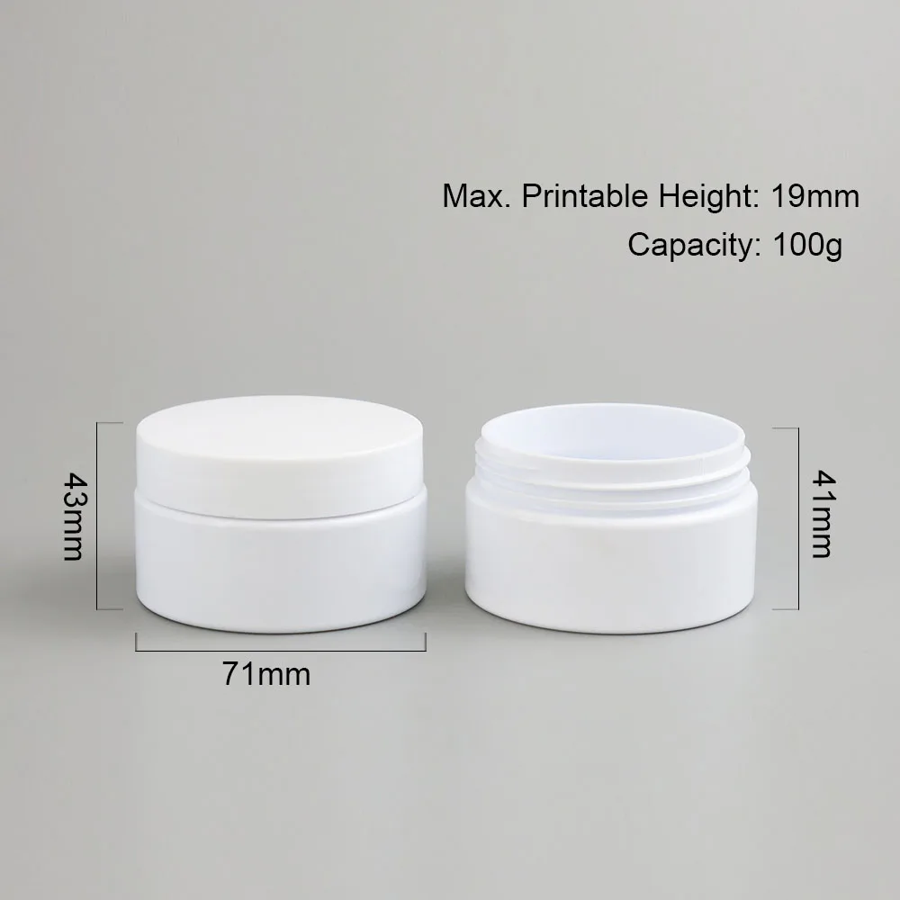 24 x 100g Empty White Cosmetic Cream Containers Jars 100cc 100ml for Cosmetics Packaging Plastic Bottles With Cap | Красота и