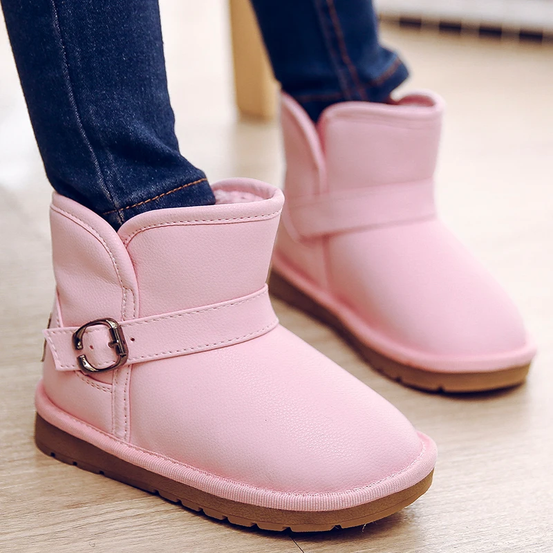 Детские Водонепроницаемые зимние ботинки из искусственной кожи хорошего