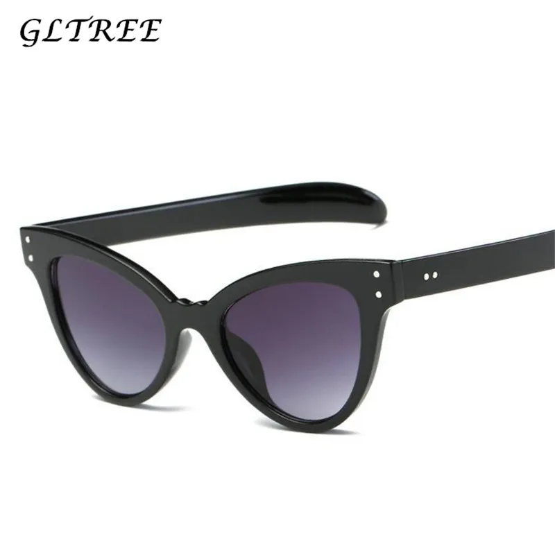 

GLTREE 2019 Fashion Cat Eye Sunglasses Women Brand Designer Rivet Shades Transparent Frame Sun glasses Female Eyewear Oculos G41