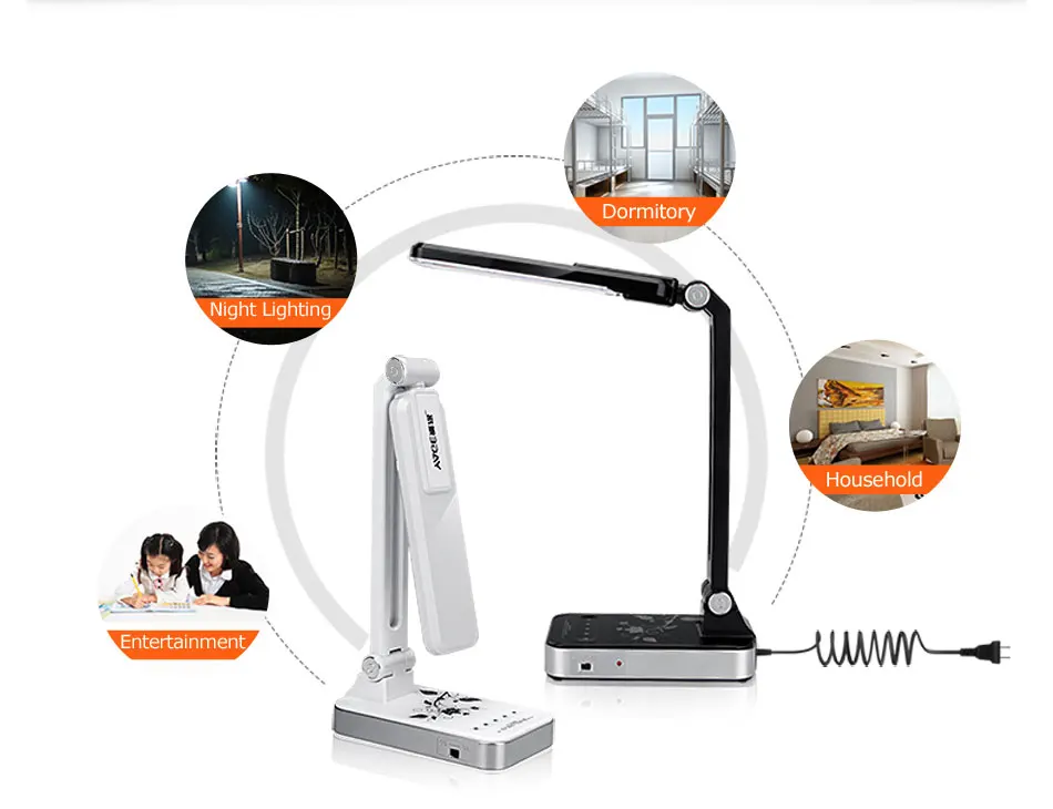 YAGE 3986 светодиодный настольная лампа 1,8 W регулировать lexibly Настольный светильник не предел Яркость 30 шт. светодиодный AC 110 V-220 V черный/белый США/ЕС/Великобритания вилка