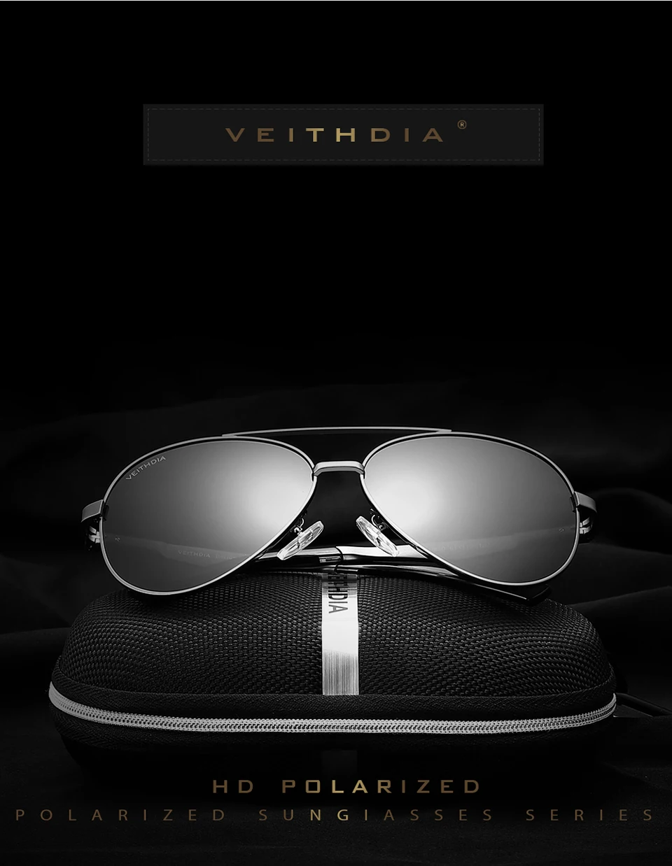 Солнцезащитные зеркальные очки унисекс VEITHDIA, модные алюминиевые очки с поляризационными стеклами для женщин и мужчин, модель 3850