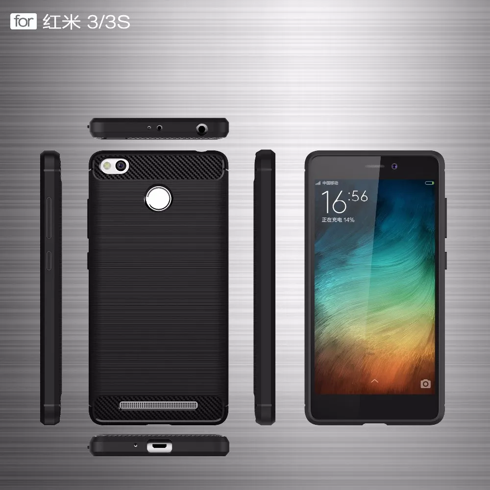 Чехол из экологичного углеродного волокна для Xiaomi redmi 3 s Мягкий Нескользящий