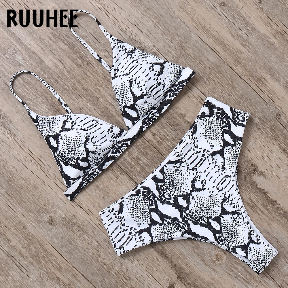 RUUHEE, сексуальный бикини, купальник, женский, Леопардовый, бикини, набор,, купальный костюм, пуш-ап, женская летняя пляжная одежда, с подкладкой, бикини