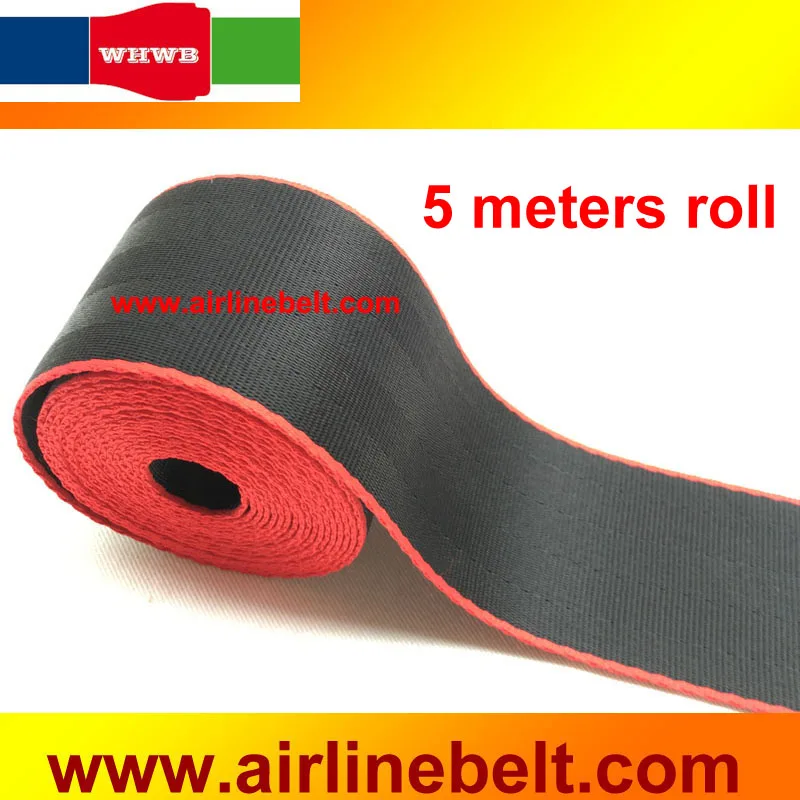 5 meter per roll 48 мм Ширина высокая прочность полиэстер черный красный-края ремня безопасности автомобиля тесьма Автомобильный Ремень Безопасности Замена(1-91 м рулон - Название цвета: 5 meter per roll
