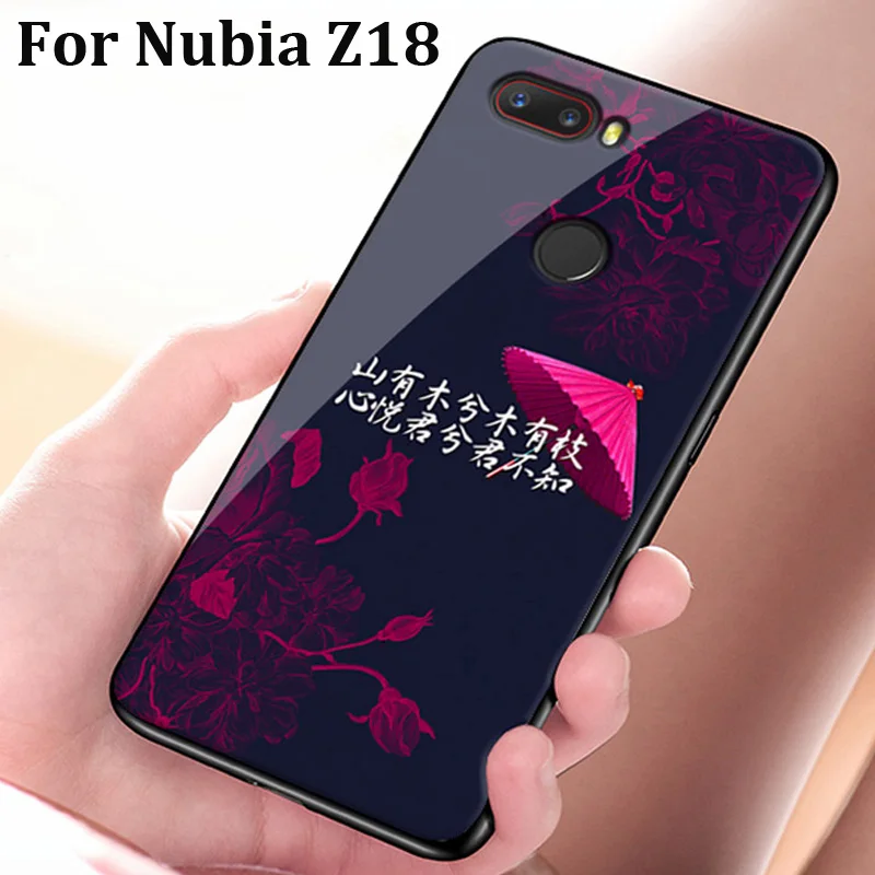 

Чехол для Nubia Z18, чехол, закаленное стекло + мягкая задняя крышка с краями 5,99 дюйма для Nubia Z 18 glass nubia z18 NX606J, чехол s shell