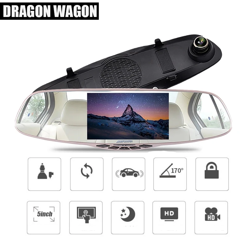 Новый 5 дюймов 1080 P Автомобильный видеорегистратор Камера заднего вида dvr blackbox DVR с