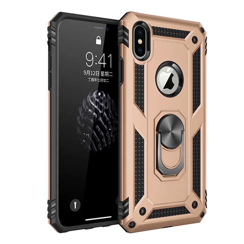 Gold ZNP противоударный защитный чехол-держатель для iPhone X XS Max XR 7 6 чехол s Магнитный чехол для телефона с кольцом для iPhone 6 6s 7 8 Plus Чехол-держатель - Цвет: Gold