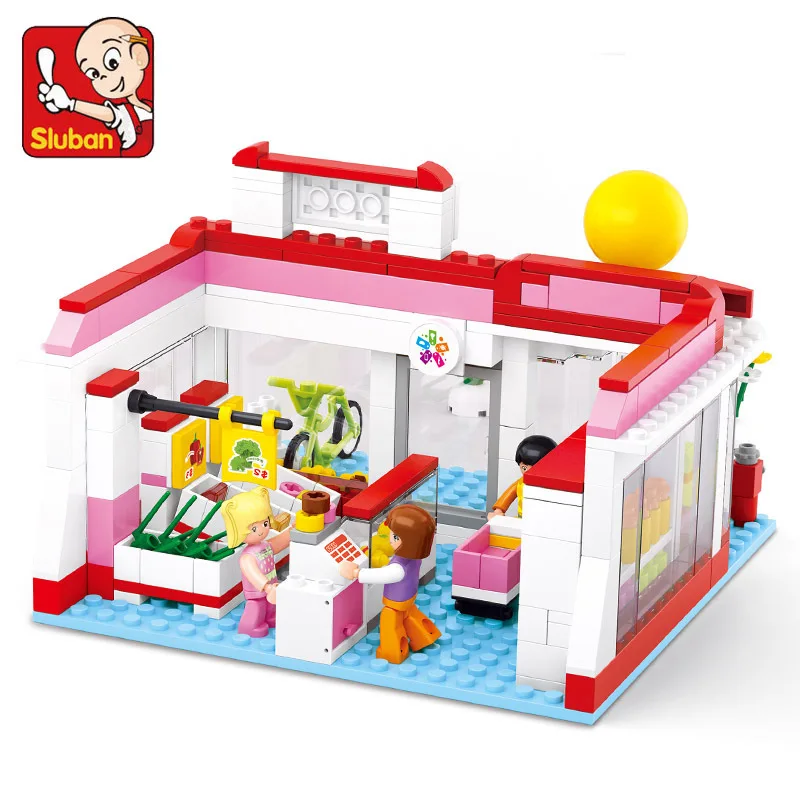 Sluban Model building kits compatible with lego city 24 hours store 700 3D blocks Educational toys hobbies for children | Игрушки и