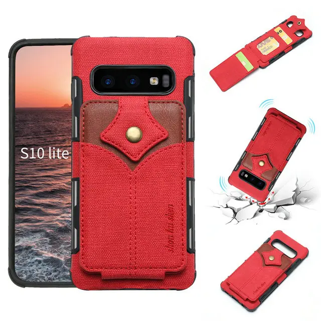 Чехол со слотом для карт для Etui samsung S10Plus, чехол для samsung S10 5G, тканевый флип-чехол для samsung Galaxy S10 Plus S10E S10 E Shield