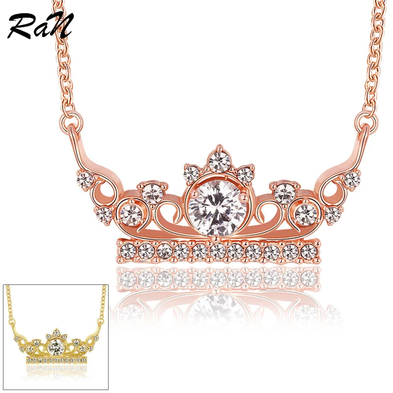 2015 RaN brand fine jewelry Crown Crystal Diamond valentine's day necklace white stone gemstone pendant | Украшения и
