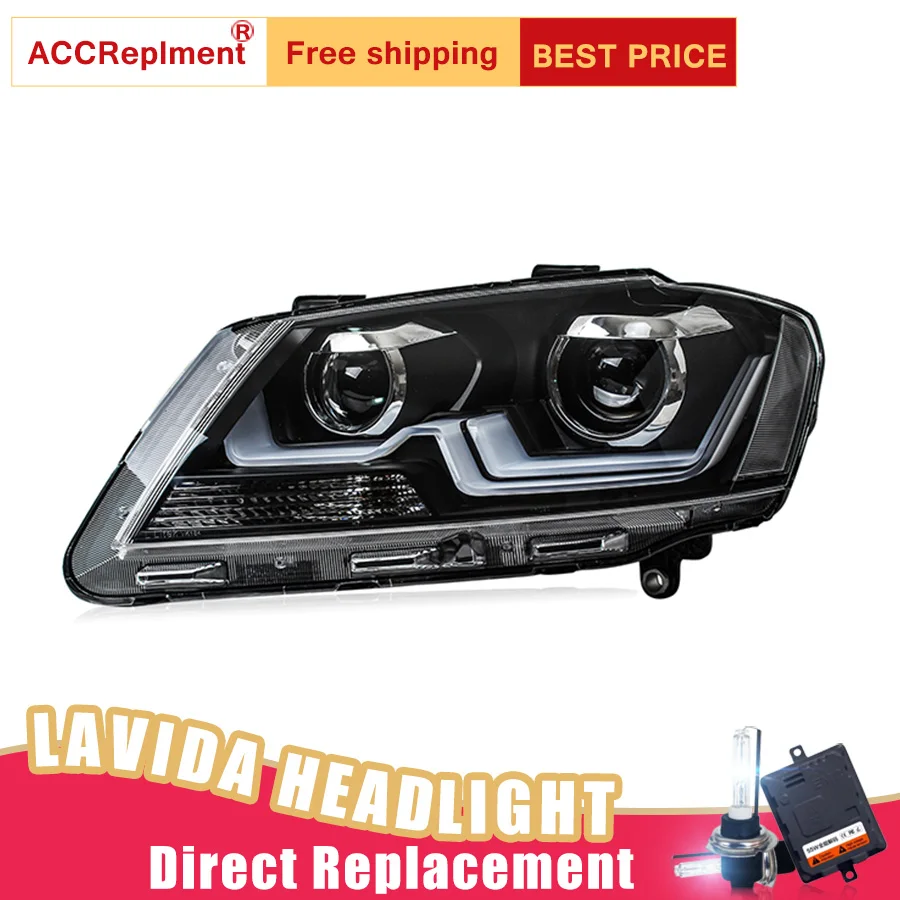 

2Pcs LED Headlights For VW Lavida 2013-2014 led car lights Angel eyes xenon HID KIT Fog lights LED Daytime Running Lights