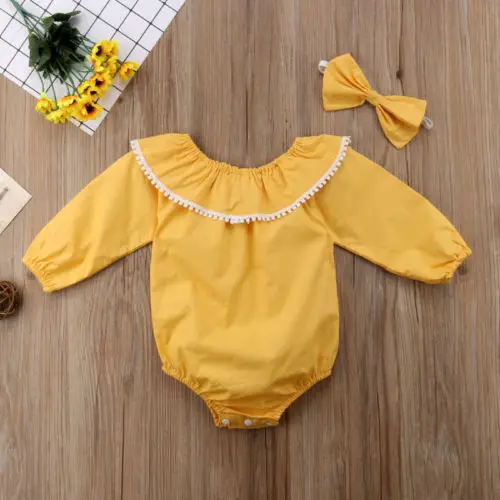 Рюшами осень боди с длинным рукавом костюмы для новорожденных Спортивный костюм